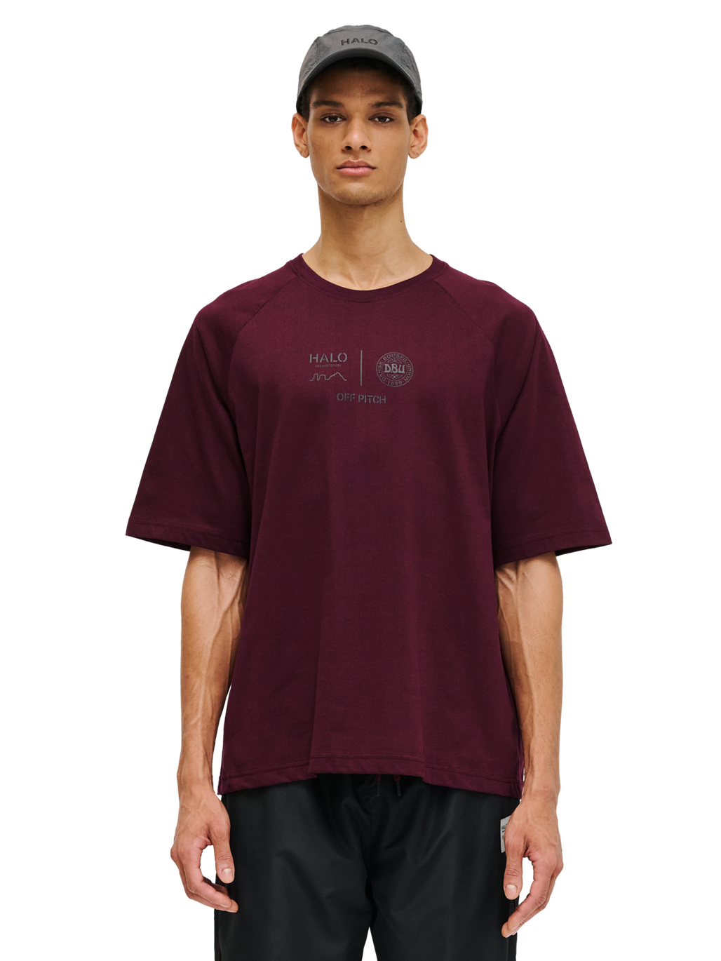 HALO DBU BOXY T-SHIRT, PORT ROYALE, model