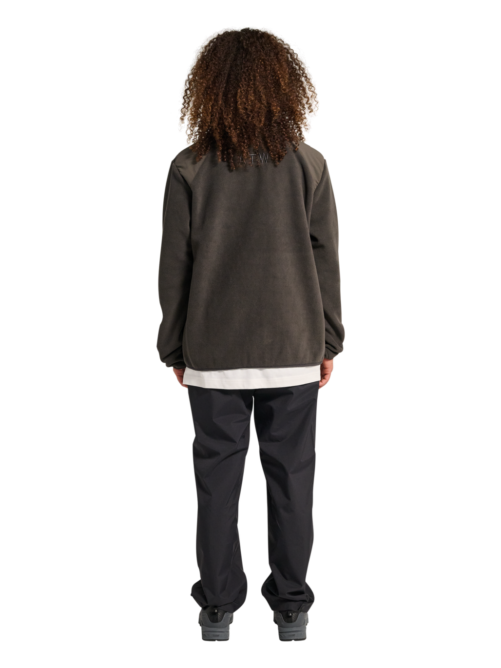 HALO PANELED FLEECE JACKET, RAVEN, model