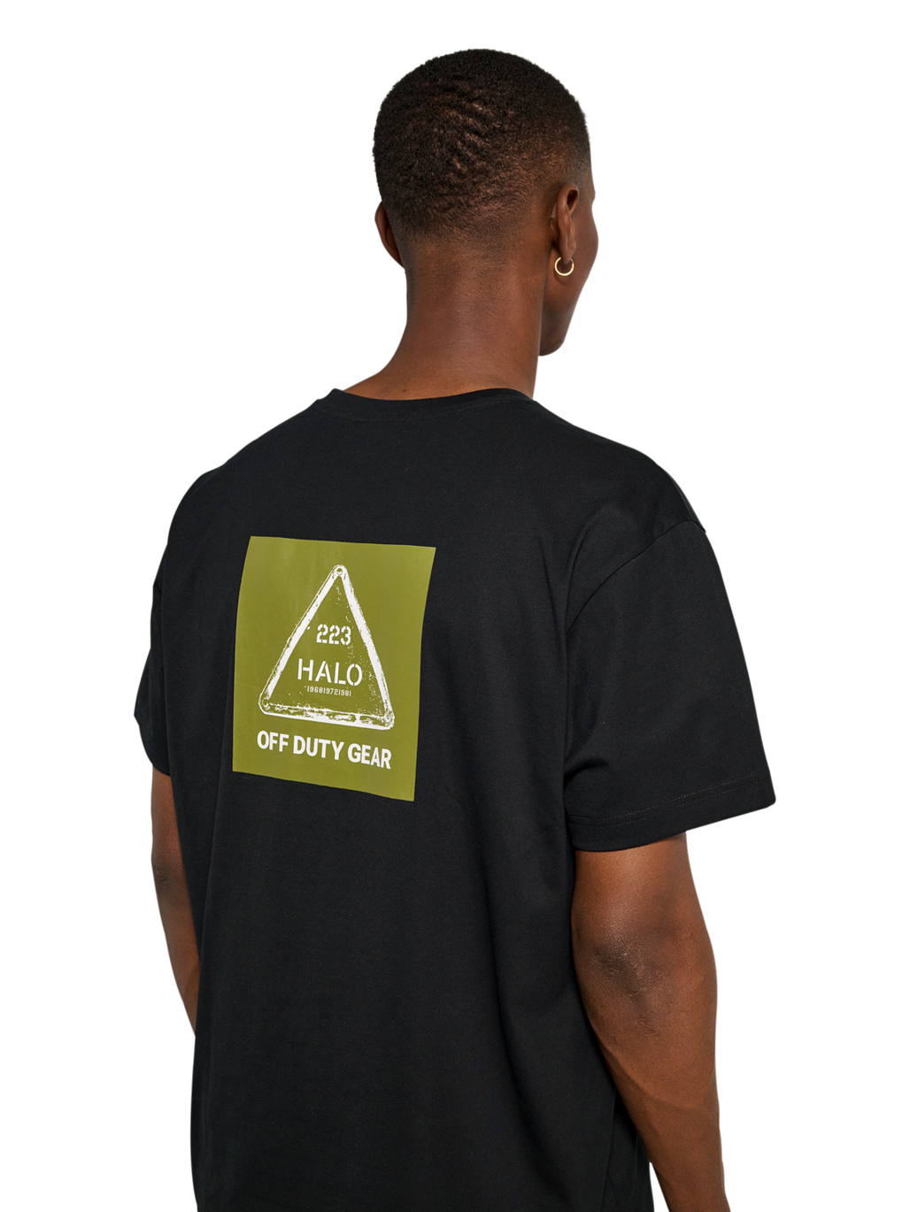 HALO GRAPHIC T-SHIRT, BLACK/OLIVE DRAB, model