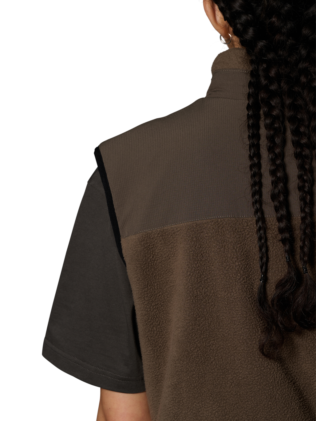 HALO TEDDY FLEECE VEST, MAJOR BROWN, model