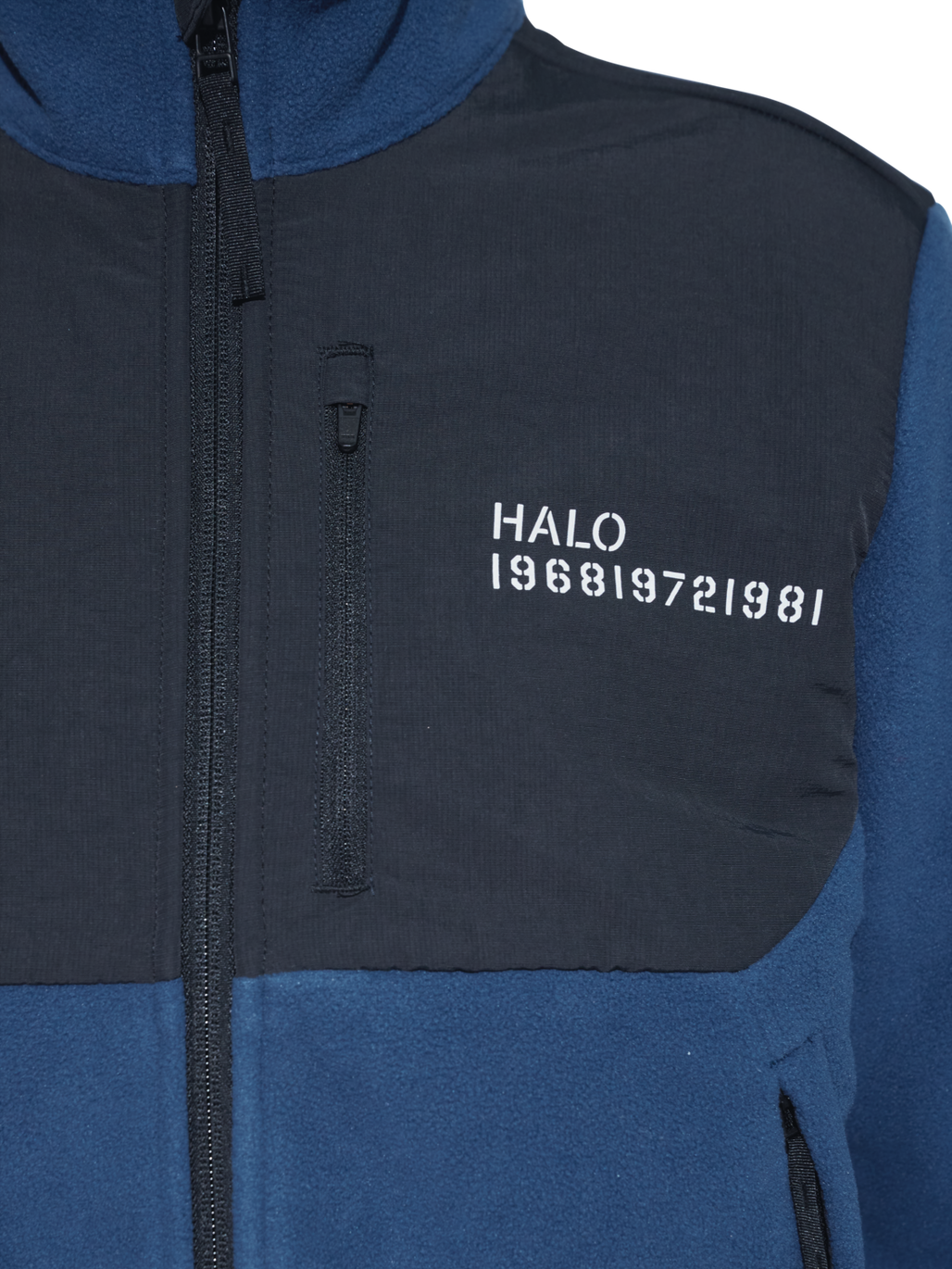 HALO BLOCKED ZIP FLEECE, SARGASSO SEA, model