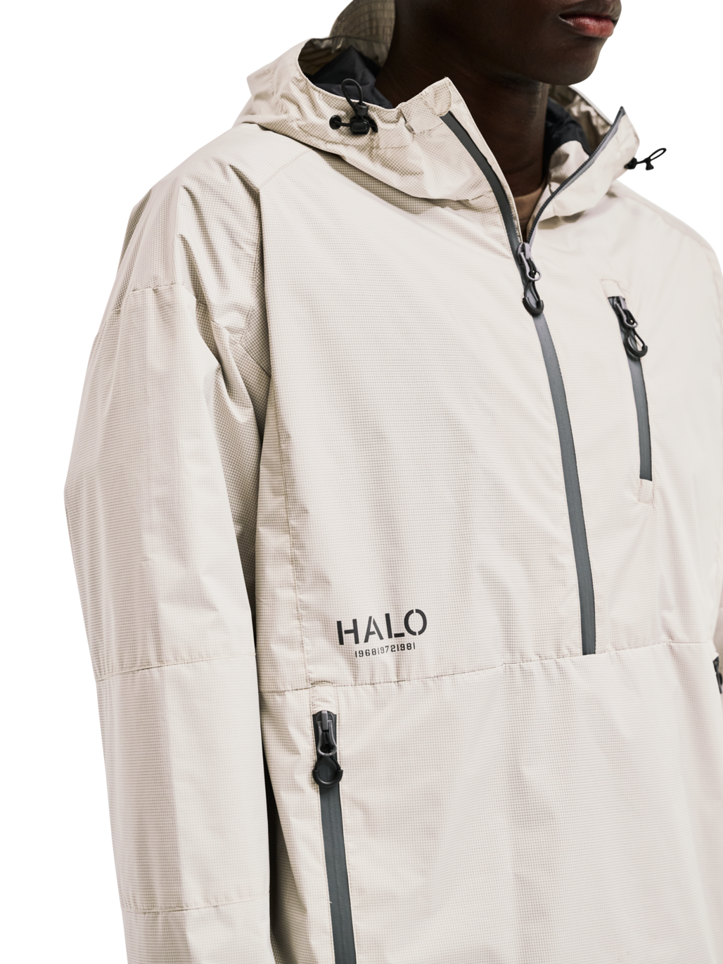★OHESHIO★ HOODED ANORAK IVORY 24FW-32008BH HALO HALO DEFENSE ANORAK - SILVER LINING | newlinehalo.com