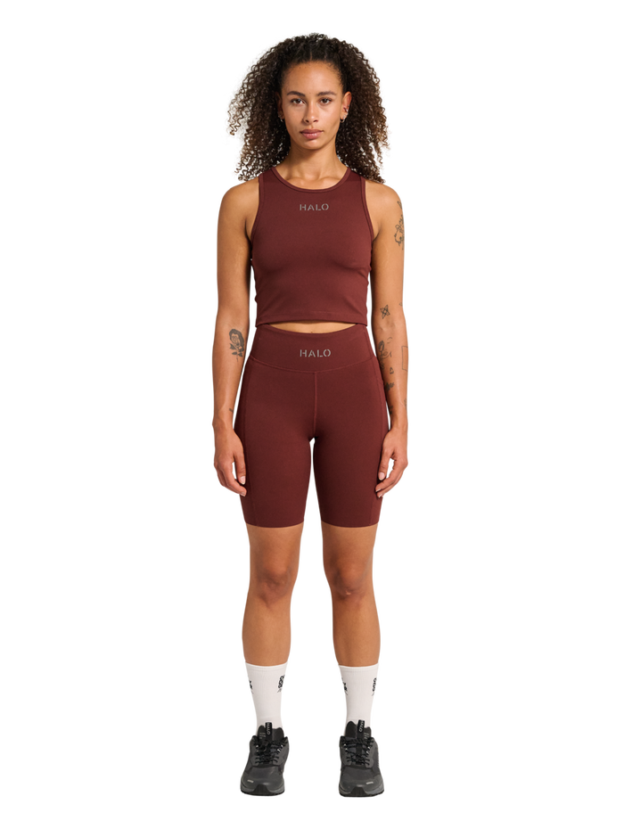 HALO WOMEN TRAINING SPRINTERS, BITTER CHOCOLATE, model